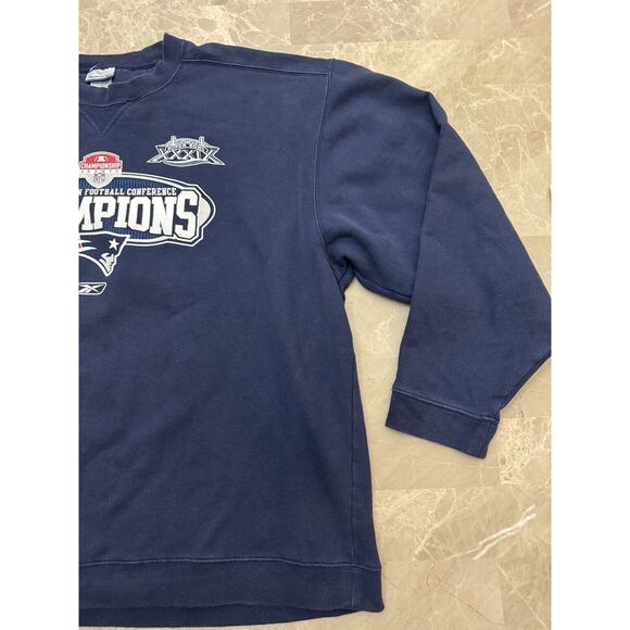 Vintage NFL New England Patriots Sweatshirt Large Blue 2004 AFC Champions - Picture 3 of 11